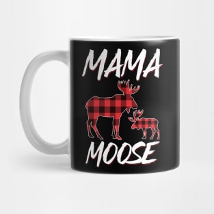 Red Plaid Mama Moose Matching Family Pajama Christmas Gift Mug